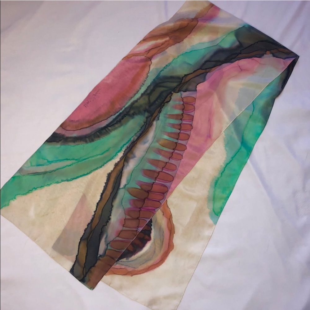 Silk marble dyed scarf